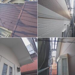 柏市　外壁塗装・屋根の棟板金交換と塗装工事【ソフトリシンを使用した外壁を水性塗料で塗装・ファインパーフェクトベストで屋根塗装】