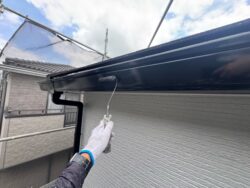 雨樋をファインパーフェクトトップで塗装作業中